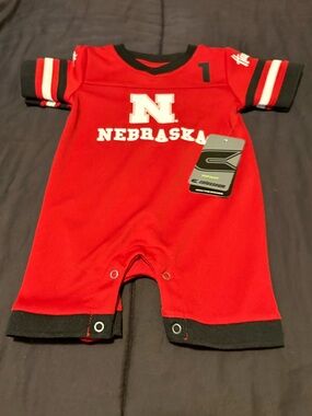 Nebraska Infant Red Team Logo One-Piece Bodysuit
